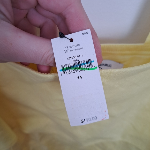 NEW Banana Republic Butter Yellow Linen Blend Sleeveless Summer Mini Dress Sz 14 - Picture 4 of 9